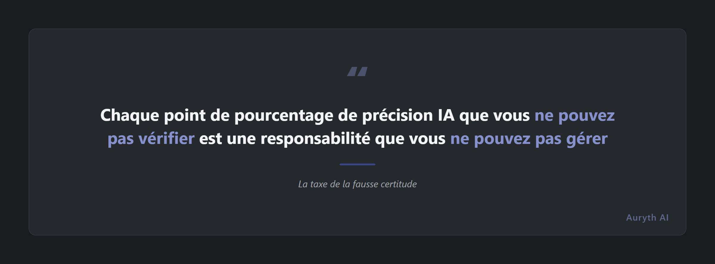 La taxe de fausse certitude : chaque point de pourcentage de précision IA non vérifiable est une responsabilité ingérable